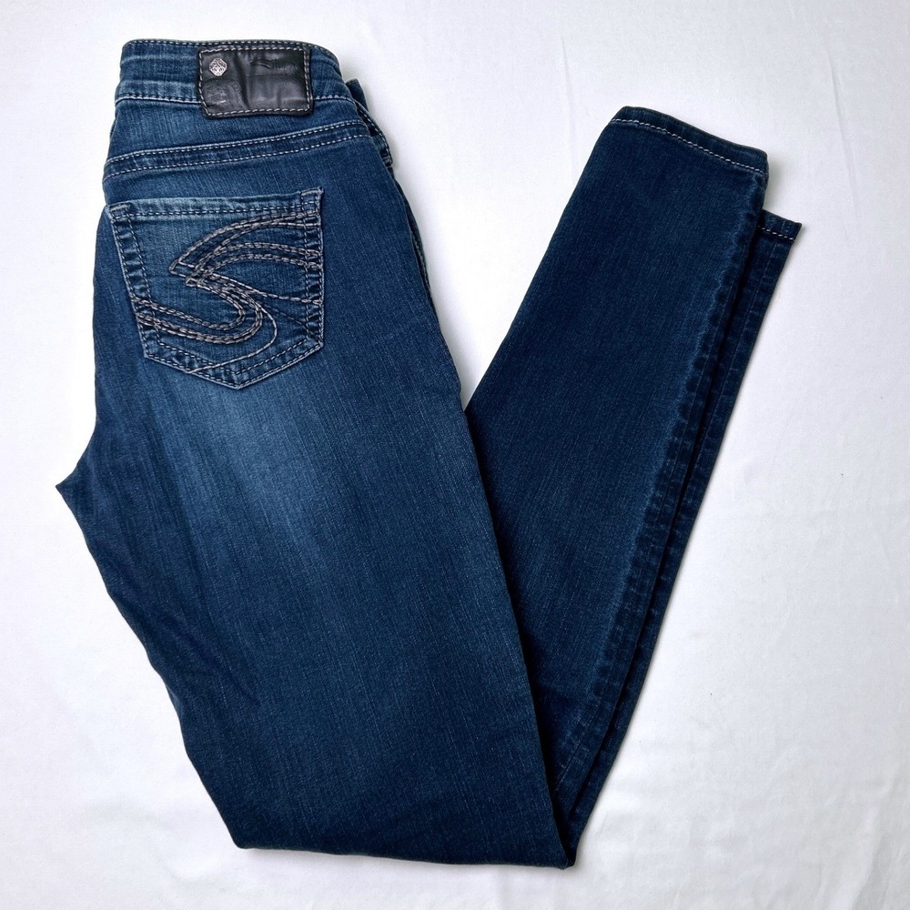 Silver Jeans Co Womens Suki Mid Super Skinny Jeans Size 26/4 Dark Wash Denim